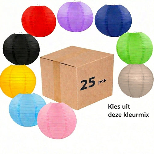 25x grote papieren lampionnen 50 cm - Kleurmix