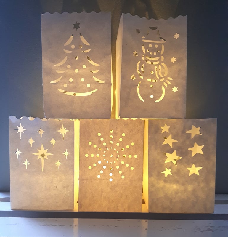 Kerstmix kaarszakjes 5 verschillende designs - 10 stuks