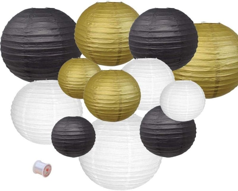 Lampionnenpakket 60 stuks - Goud en wit