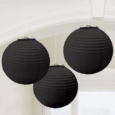 Zwarte lampion rijstpapier 50 cm