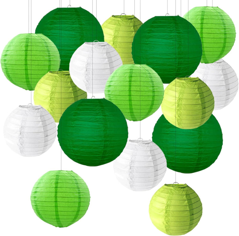 Lampionpakket 100 stuks - Groene en witte lampionnen rijstpapier