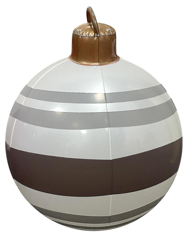 Grote kerstbal 60 cm - bruine zilver strepen
