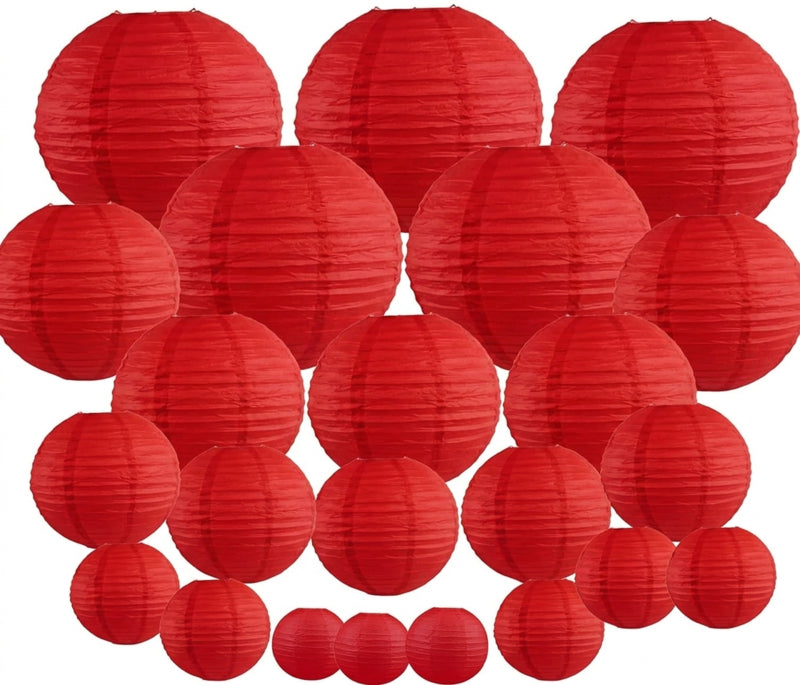 Lampionpakket 35 stuks - Rode papieren lampionnen