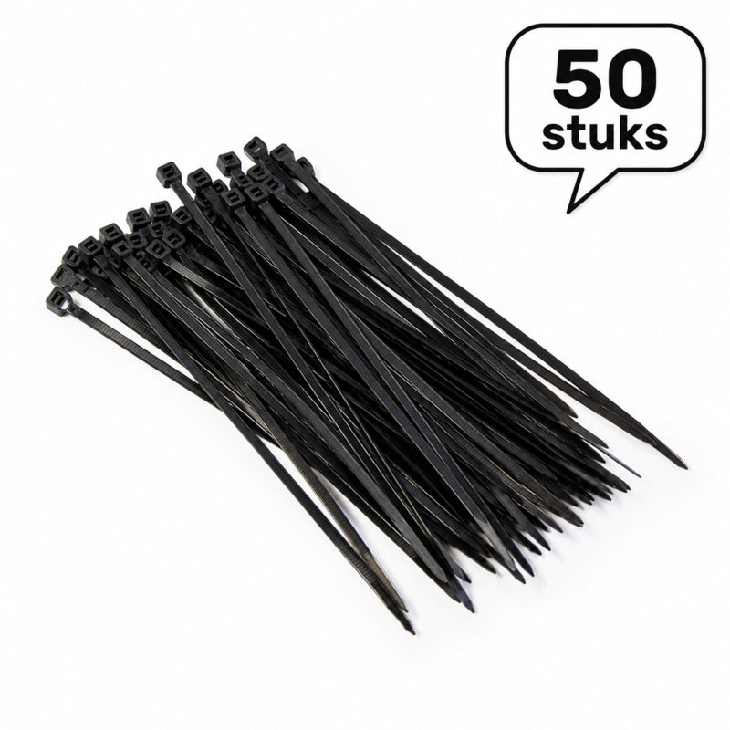 Zwarte kabelbinders 2,5 mm x 120 mm - 50 stuks