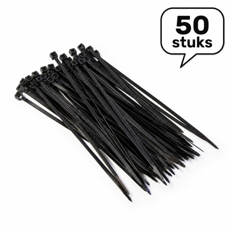Zwarte kabelbinders 2,5 mm x 150 mm - 50 stuks