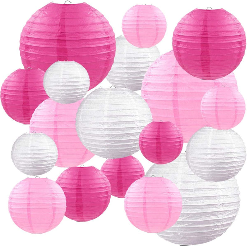 Lampionpakket 100 stuks - Roze en witte lampionnen rijstpapier