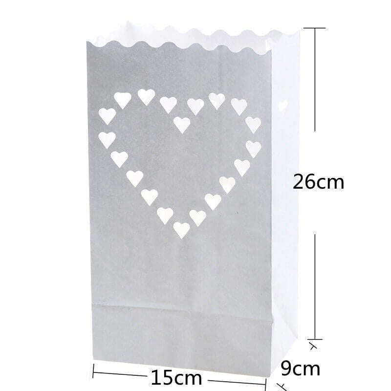 Candle bag Hartjes - 10 grote kaarszakken