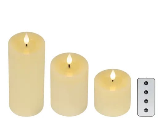 Set 3 LED-Kaarsen creme met afstandsbediening