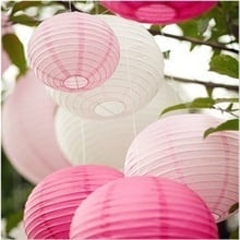 Lampionpakket 35 stuks - Fuchsia, roze en witte papieren lampionnen