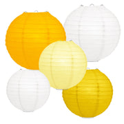 Lampionnen pakket 18 stuks - Gele en witte papieren lampionnen