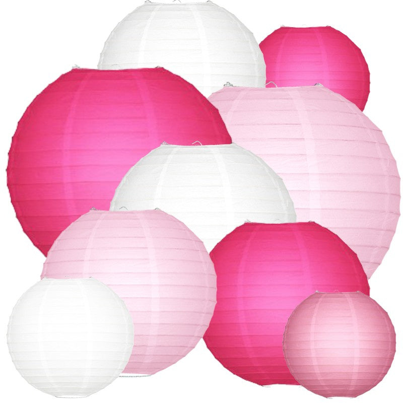 Lampionnenpakket 60 stuks - Roze en wit