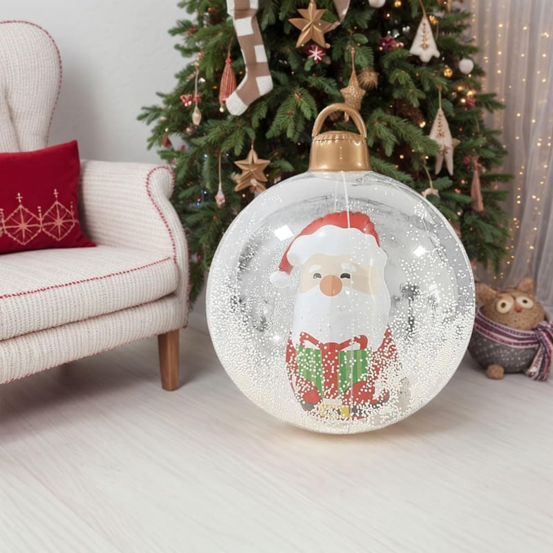 Grote kerstbal doorzichtig 60 cm - Kerstman erin