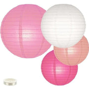 Lampionpakket 35 stuks - Fuchsia, roze en witte papieren lampionnen