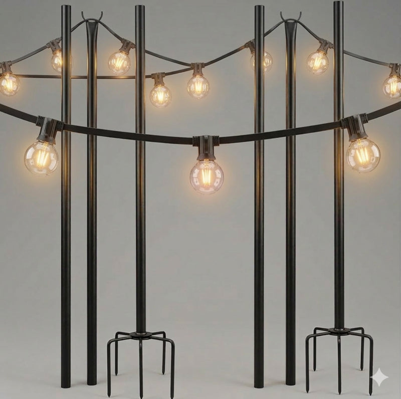 Metalen paal voor lichtsnoer 3 meter - set a 2 stuks