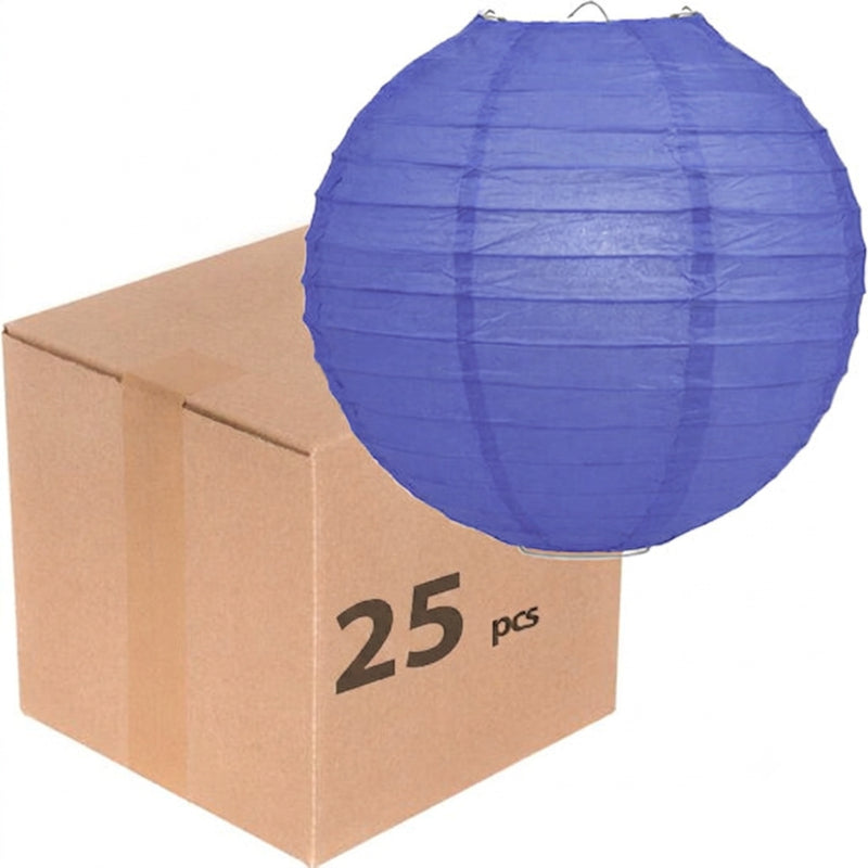 25x donkerblauwe papieren lampionnen van 50 cm