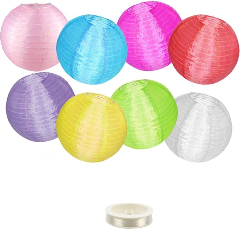 8 nylon buitenlampionnen in een kleurmix
