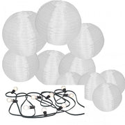 10 witte buitenlampionnen + prikkabel ledverlichting