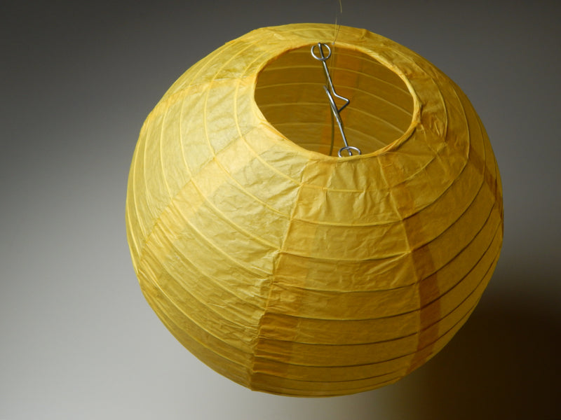Gele lampion rijstpapier 20 cm
