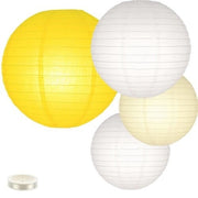 Lampionpakket 35 stuks - Gele en witte papieren lampionnen