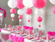 Fuchsia roze lampion rijstpapier 20 cm