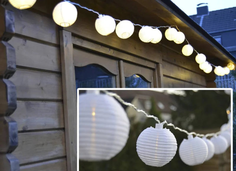 Gekleurde solar lampionnen slinger met LED verlichting