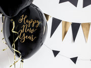 Ballon zwart Happy Newyear - 6 stuks