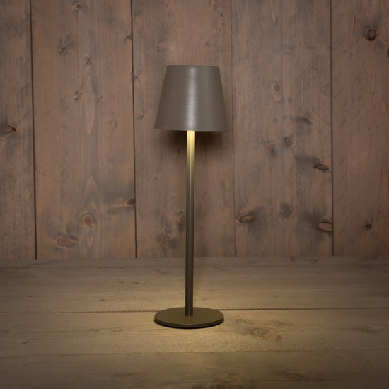 Tafellamp mini taupe oplaadbaar en dimbaar